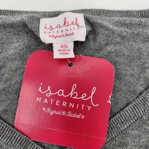 Isabel Maternity Size XS Gray Long Sleeve Shirred Side Knit Top - Picture 2 of 4